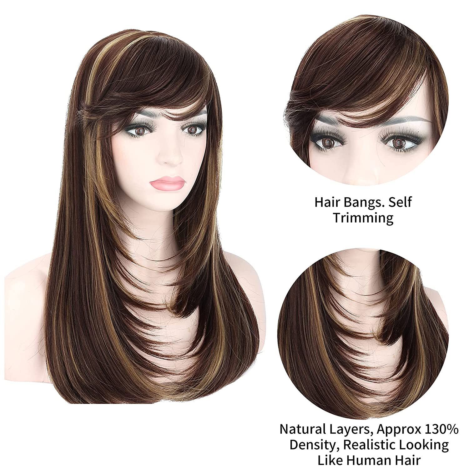 Fashion wigs straight with bangs