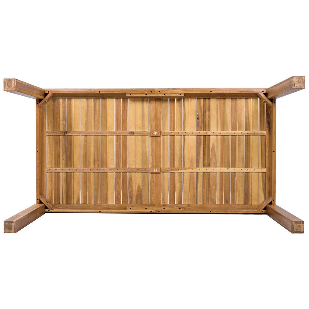 Outdoor Dining Set Acacia Wood PE Wicker Armchair 7 Piece Seats 6