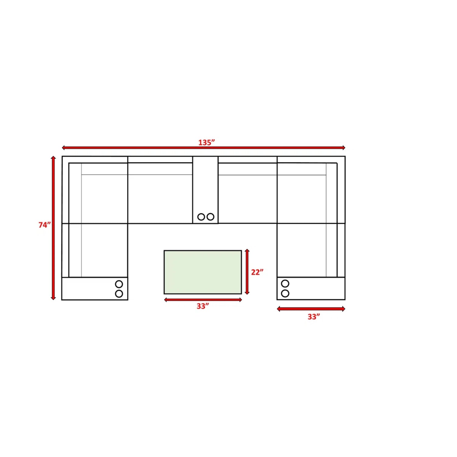 Outdoor Sectional Set HDPE Wicker Aluminum Gray 10 Piece 135 x 74 In