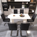 63 'medieval modern cream style MDF dining table and PU armless dining chair