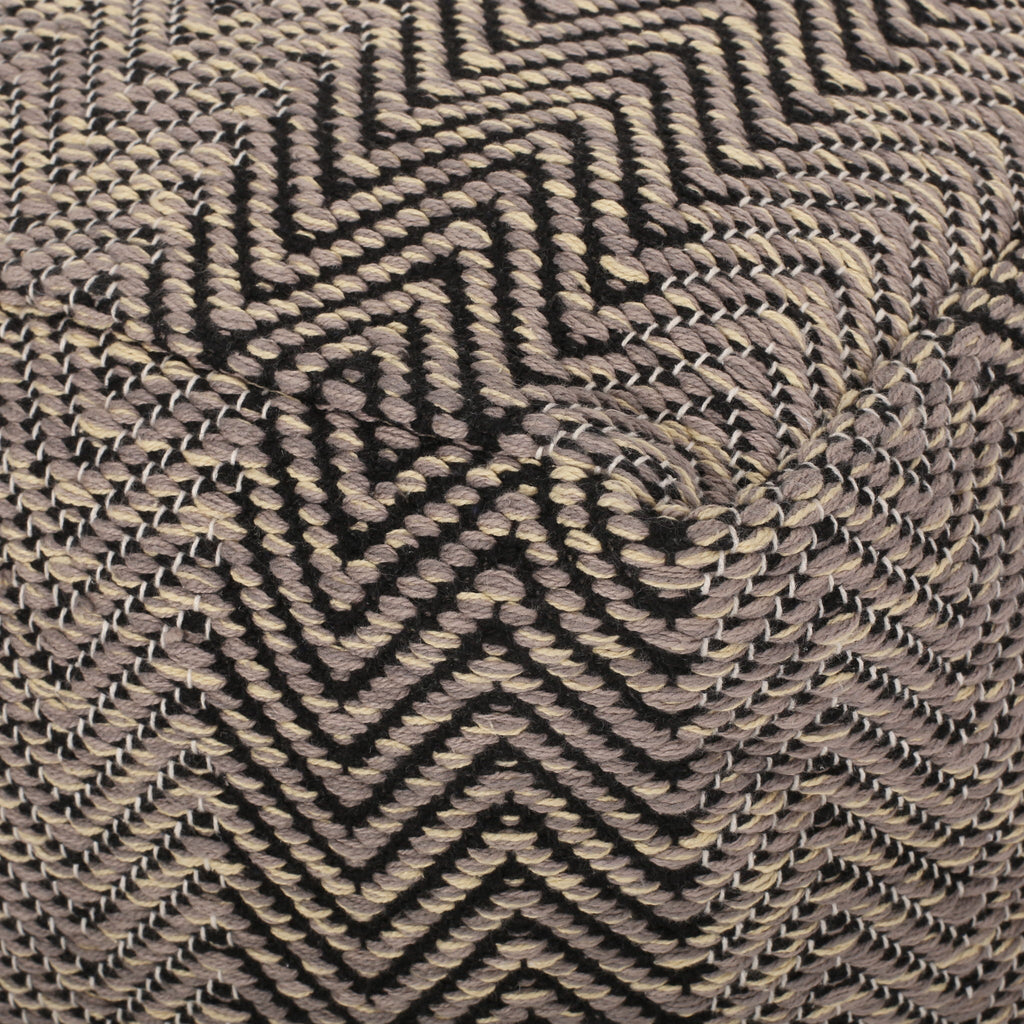 Barracuda - Handcrafted Cotton Pouf With Chevron Pattern - Brown / Beige