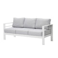 Outdoor Aluminum Sofa 3 Seat 74in White Cushions