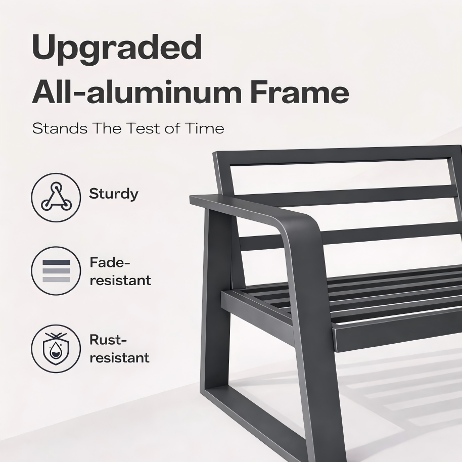 Outdoor Sofa Set 4 Piece Aluminum Memory Foam
