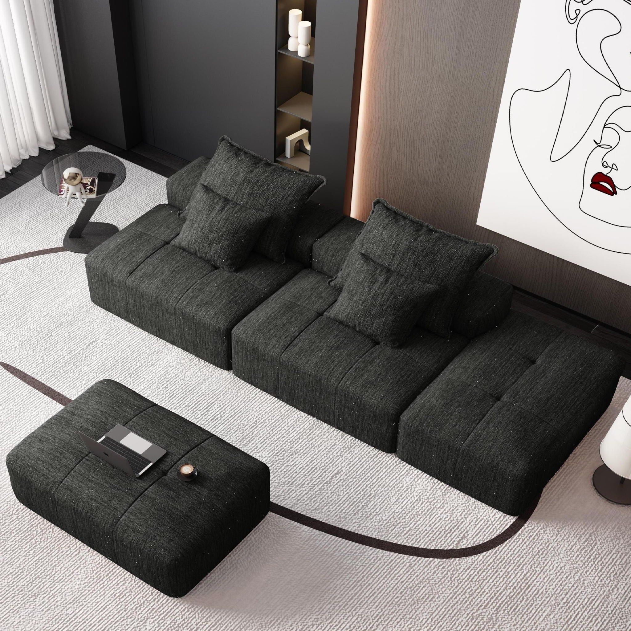 Modern Oversized Diy Combination Modular Sectional Sofa With Pillows