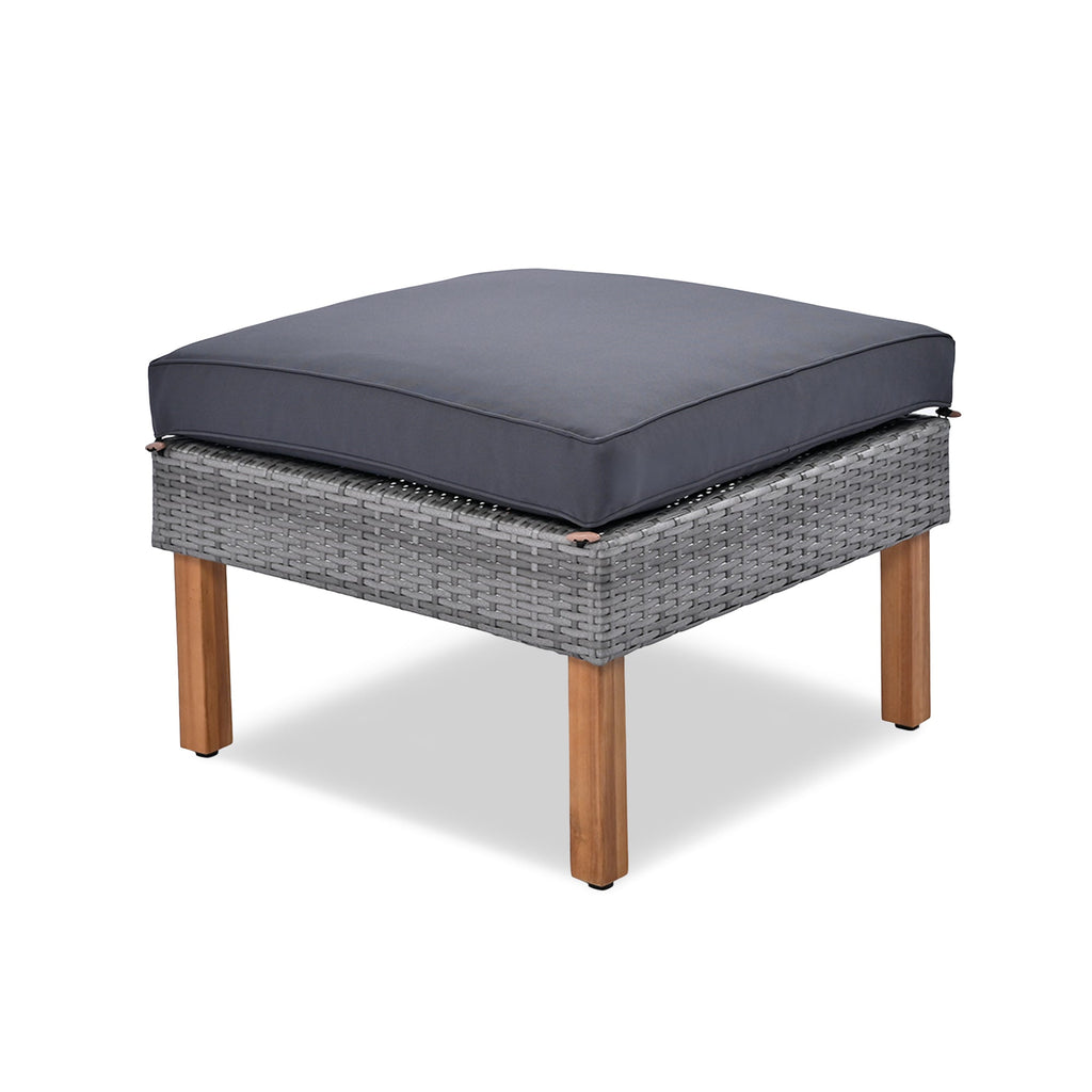 Outdoor Sectional Set PE Rattan Acacia Wood Gray 9 Piece 250 LB