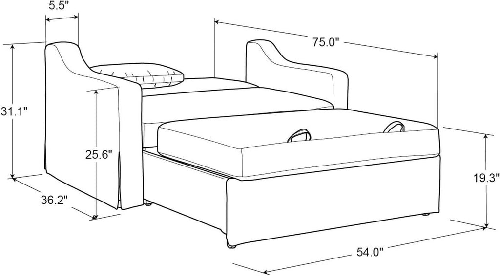 Full Size Slipcovered Convertible Sleeper Sofa Comfortably