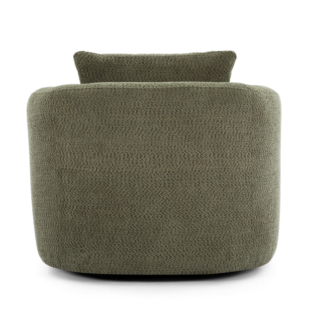 Accent Chair Swivel Barrel Chenille Green 360 Degree Pocket Spring 38 In