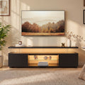 TV Stand Gaming LED Black Engineered Wood Fits 70 In TV 63x16x21 In