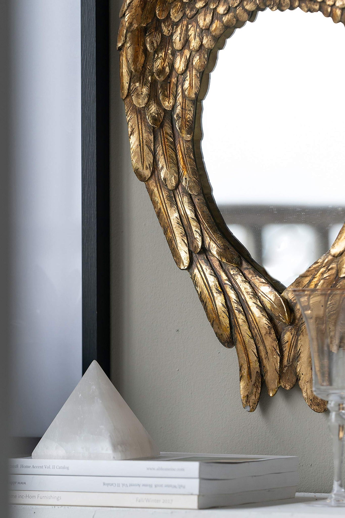 Wing Accent Mirror, Wall Mirror For Living Room - Gold