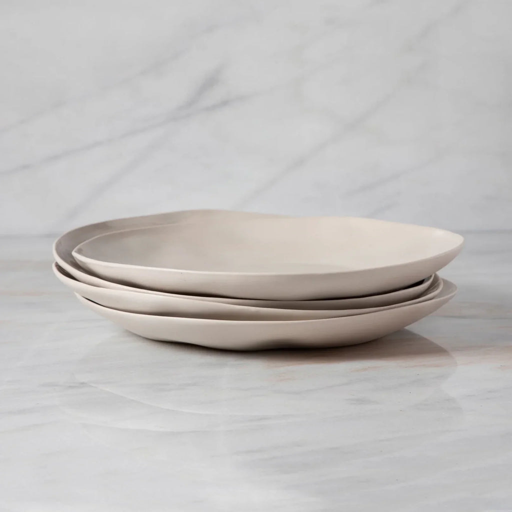 Rugueux Stoneware Dinner Plate, Pearl