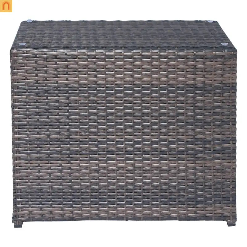 Fire Pit Table Glass Top Wicker Brown Rectangular 33x22in