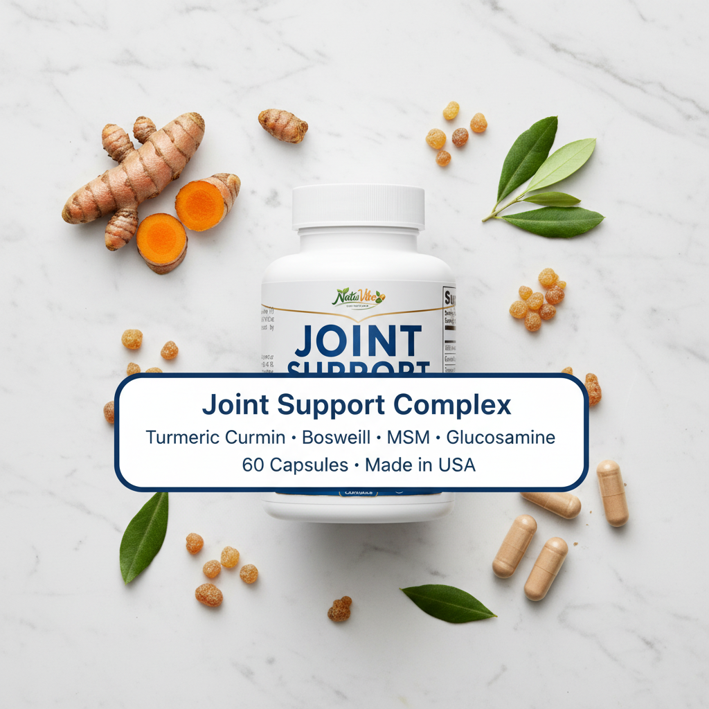 Joint Support Supplement with Turmeric Curcumin, Boswellia, MSM & Glucosamine – Flexibility, Mobility & Inflammation Support | 60 Caps