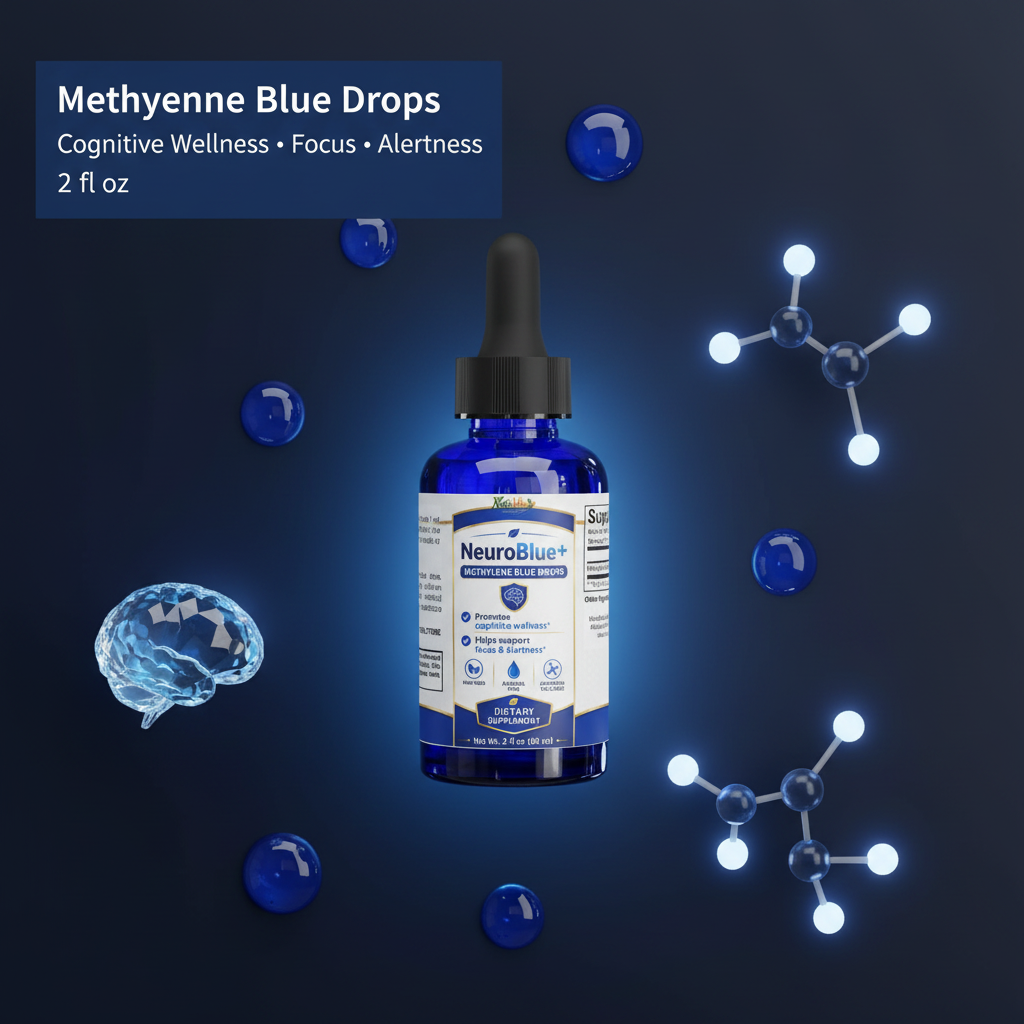 NeuroBlue+ Methylene Blue Drops – Cognitive Wellness, Focus & Alertness Support | Non-GMO Nootropic Liquid | 2 fl oz