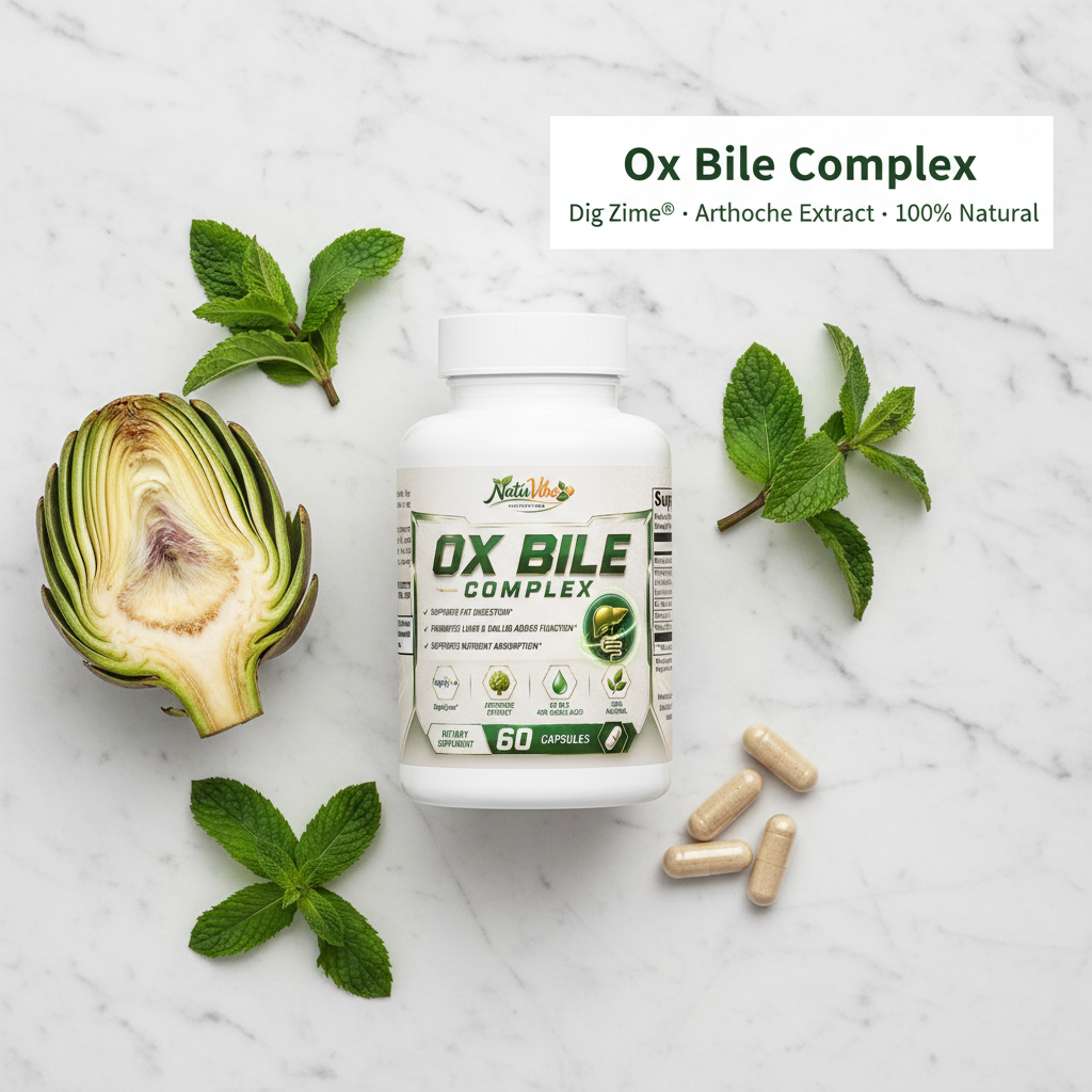 Ox Bile Complex with DigeZyme® & Artichoke Extract – Fat Digestion, Liver & Gallbladder Support | 60 Capsules