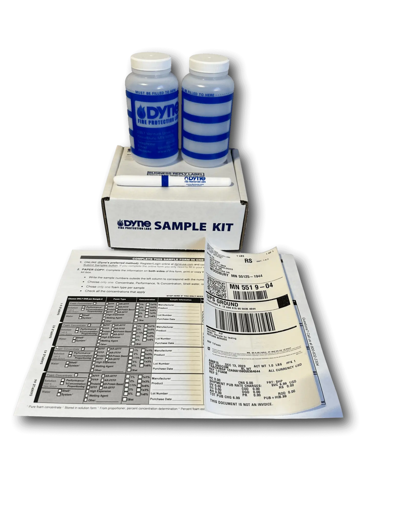 Foam Sample Kit for NFPA Testing with 2 Containers