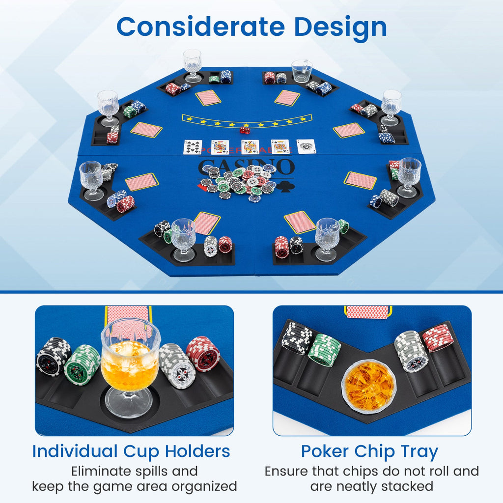 8-Player Foldable Poker Table Top with Carrying Bag