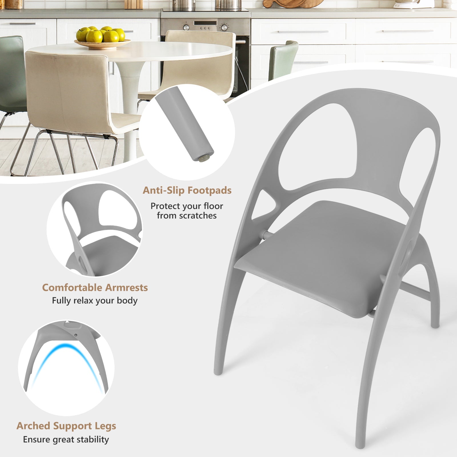 Folding Dining Chairs Set of 2 with Armrest and High Backrest