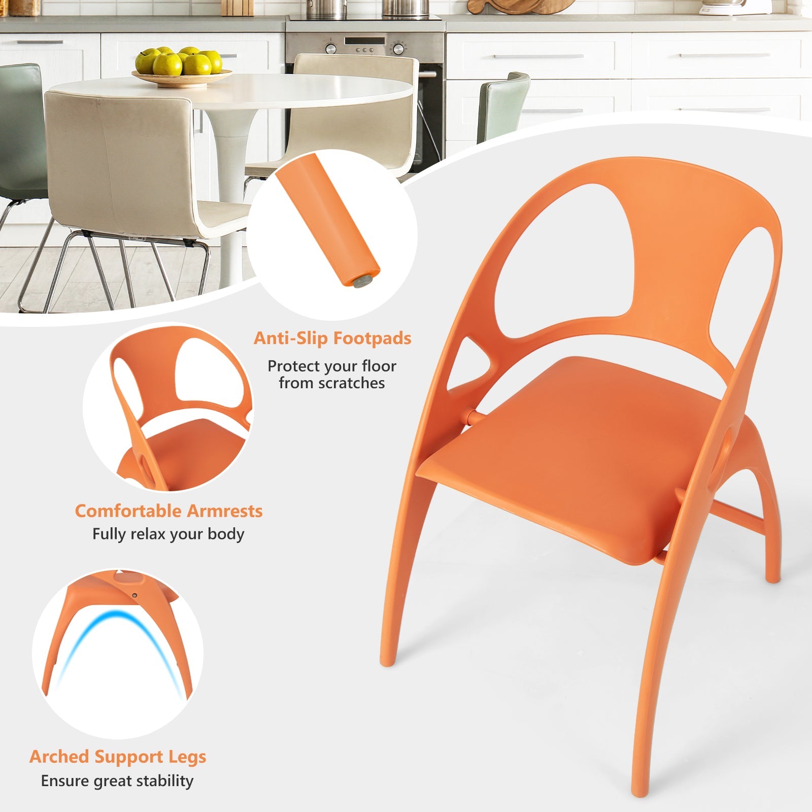 Folding Dining Chairs Set of 2 with Armrest and High Backrest