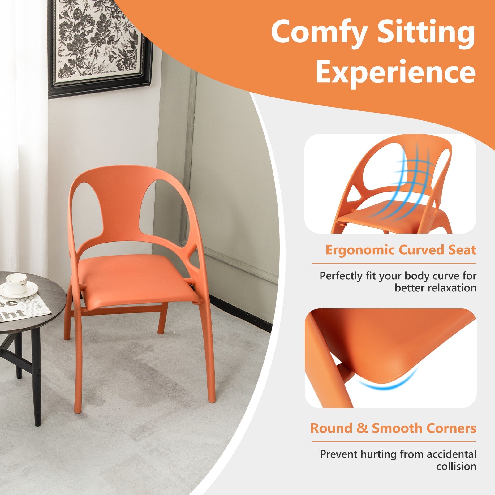 Folding Dining Chairs Set of 2 with Armrest and High Backrest