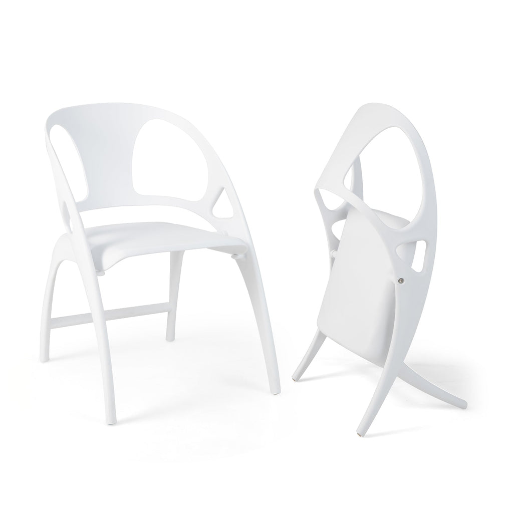 Folding Dining Chairs Set of 2 with Armrest and High Backrest