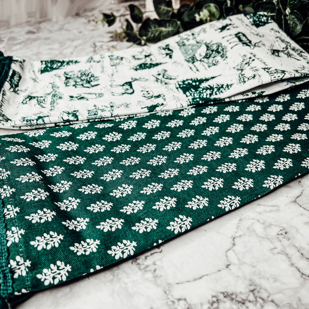 Forest Green Christmas Dish Towels Of 2 - 100 Percent Cotton Super Absorbent