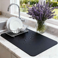Black Dish Drying Mat — Super Absorbent, Non-Slip | Strabella