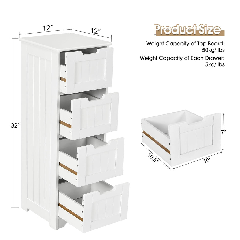 Free-Standing Side Storage Organizer with 4 Drawers