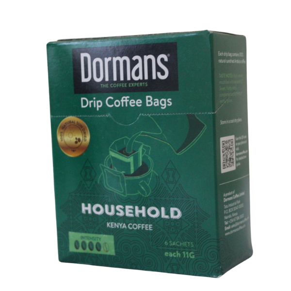Dormans Kenya coffee drip bag sachet close up packaging
