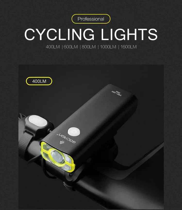 GACIRON 400-1800 Lumens Bicycle Front Light USB Rechargeable Cycling Headlight Flashlight MTB Road Bike Waterproof LED Head Lamp