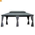 Hardtop Gazebo Aluminum Gray 12x18ft Netting Curtains 50MPH