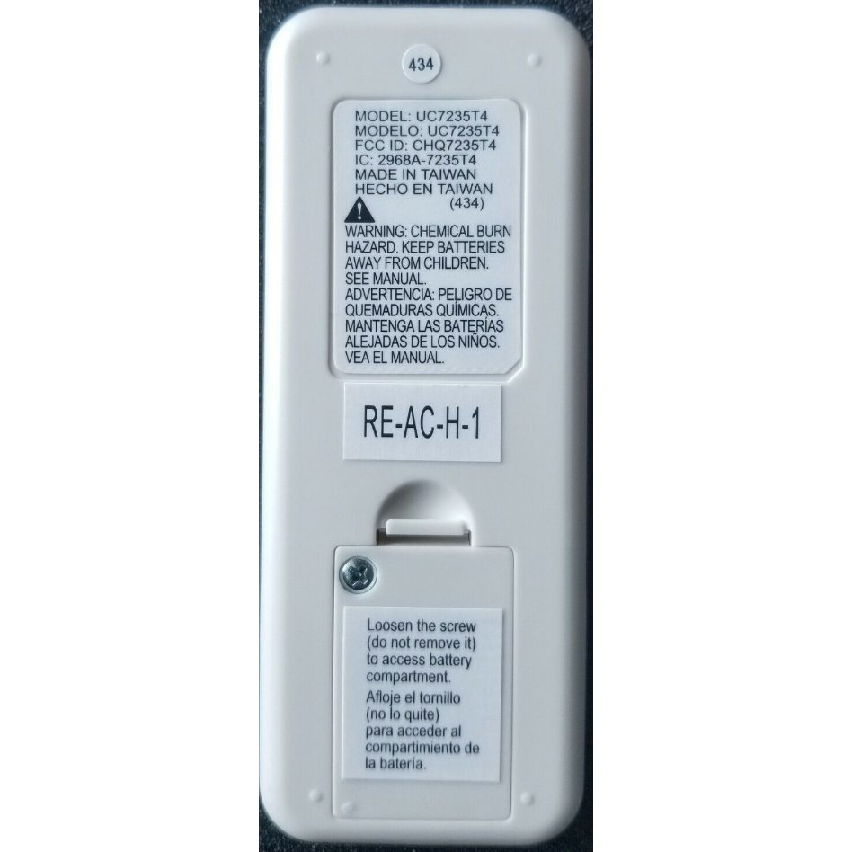 Substitute for RE-AC-H-1 UC7235T4 for Modern Fan Company Ceiling Fan Remote Control [63T-AC83T-KIT]