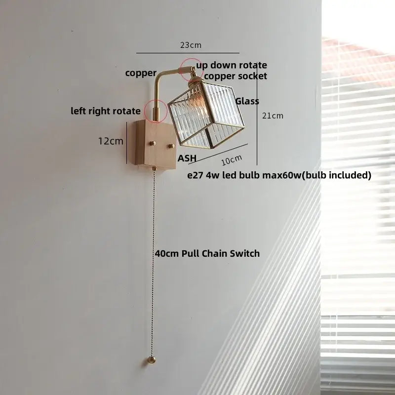 DecorBites™ Brass LED Wall Lights Rotatable Blue Glass Dining Room Stair Light