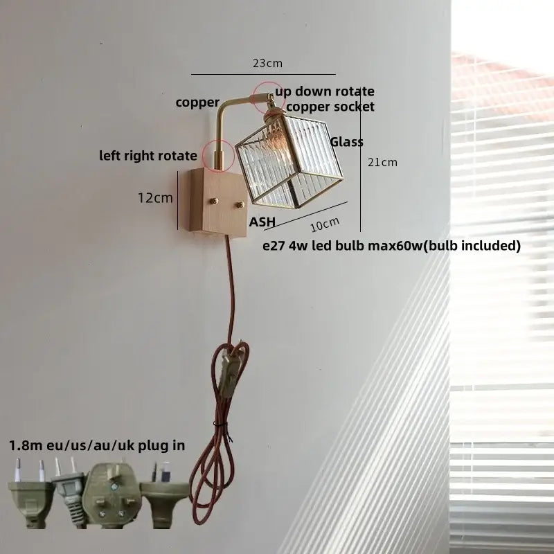 DecorBites™ Brass LED Wall Lights Rotatable Blue Glass Dining Room Stair Light