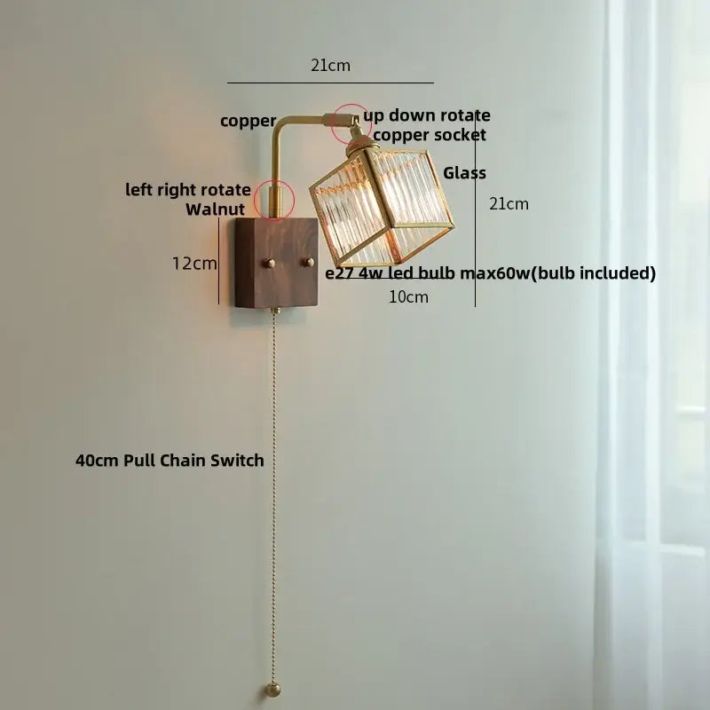 DecorBites™ Brass LED Wall Lights Rotatable Blue Glass Dining Room Stair Light