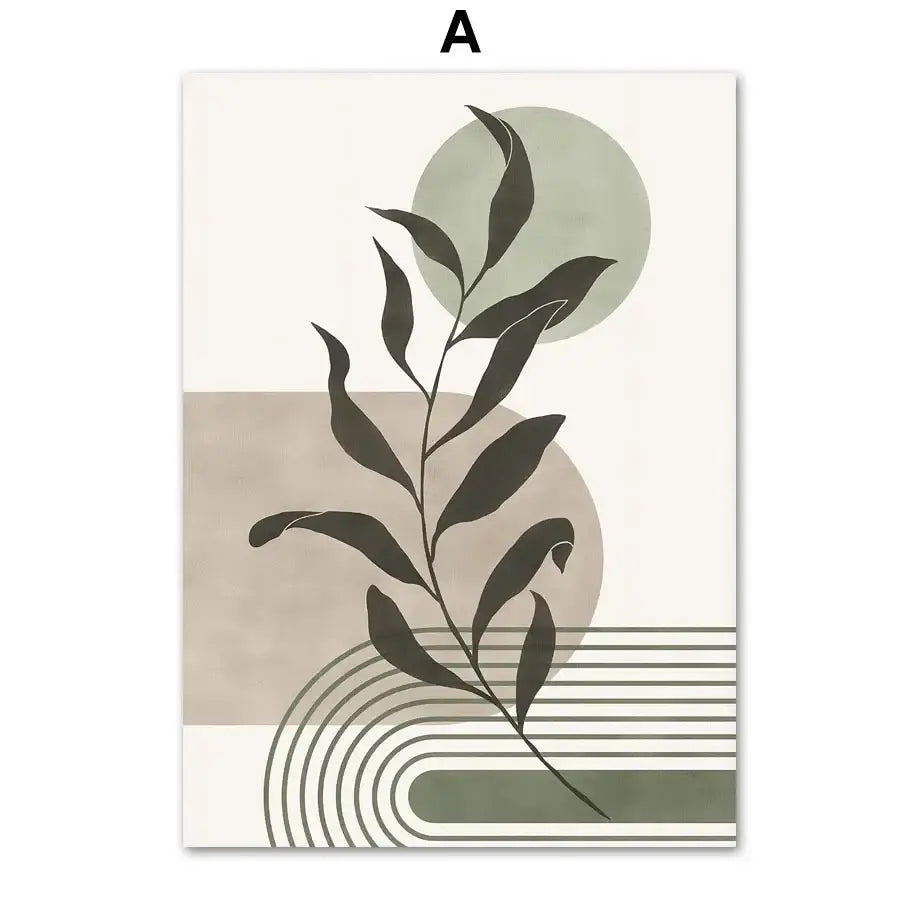 Geometric Leaves Canvas Wall Art