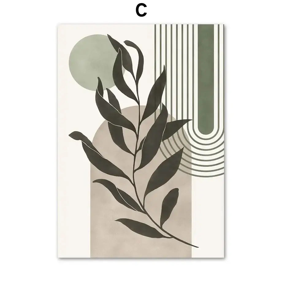 Geometric Leaves Canvas Wall Art