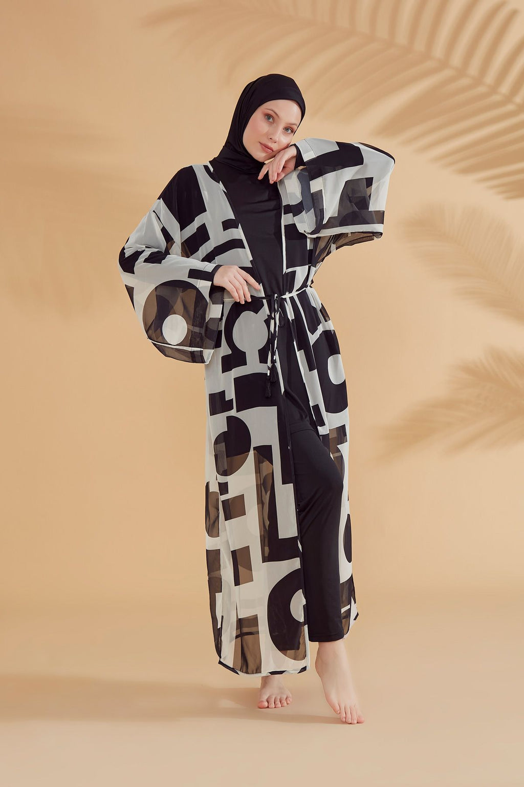 Black Pareo Kimono P2337