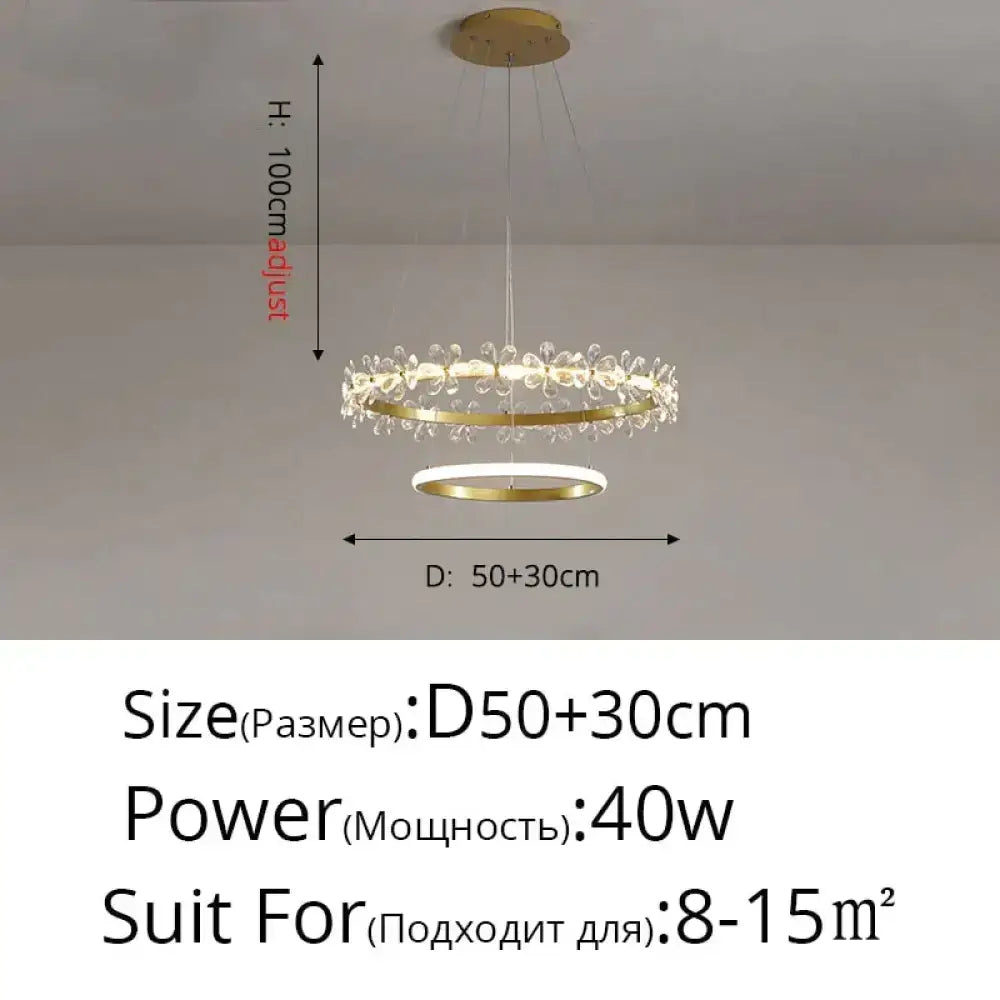 DecorBites™ Nordic Style Crown Crystal Flower Pendant Light