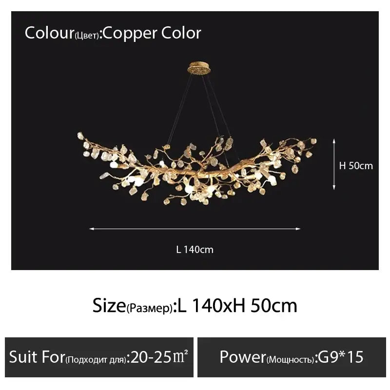 DecorBites™ Crystal Branch Ceiling Chandelier | Indoor Dining Living Room Light Fixture