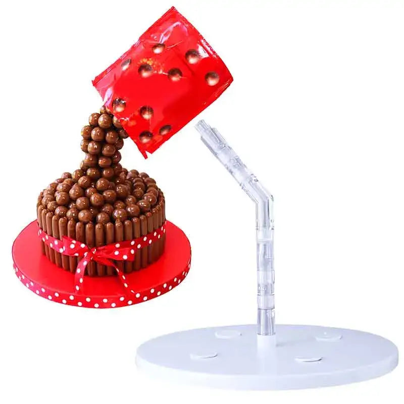 Gravity defying white cake stand support structure kitchen baking tool