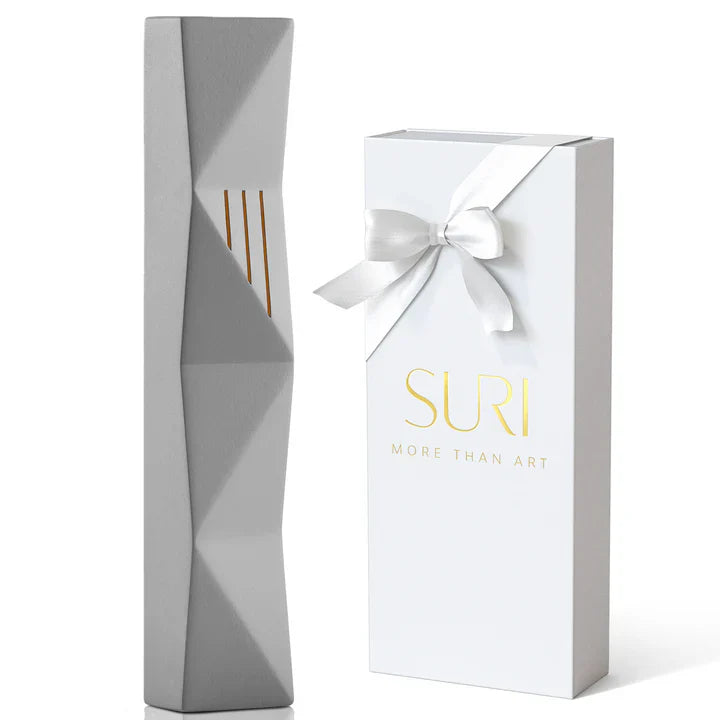 Unick Concrete Mezuzah for Jewish Home with Gold Engraving – Wave Series