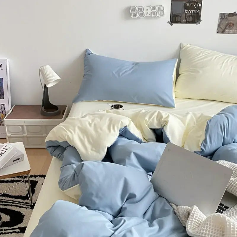 Gray satin cotton quilted duvet cover bedroom bedding set