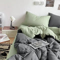 Gray satin cotton quilted duvet cover bedroom bedding set