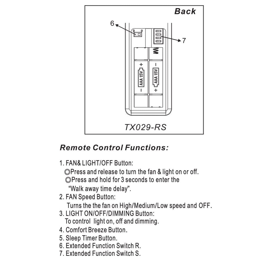 Substitute for Hampton Bay TX029RS Ceiling Fan Remote Control [63T-AC83T-KIT]
