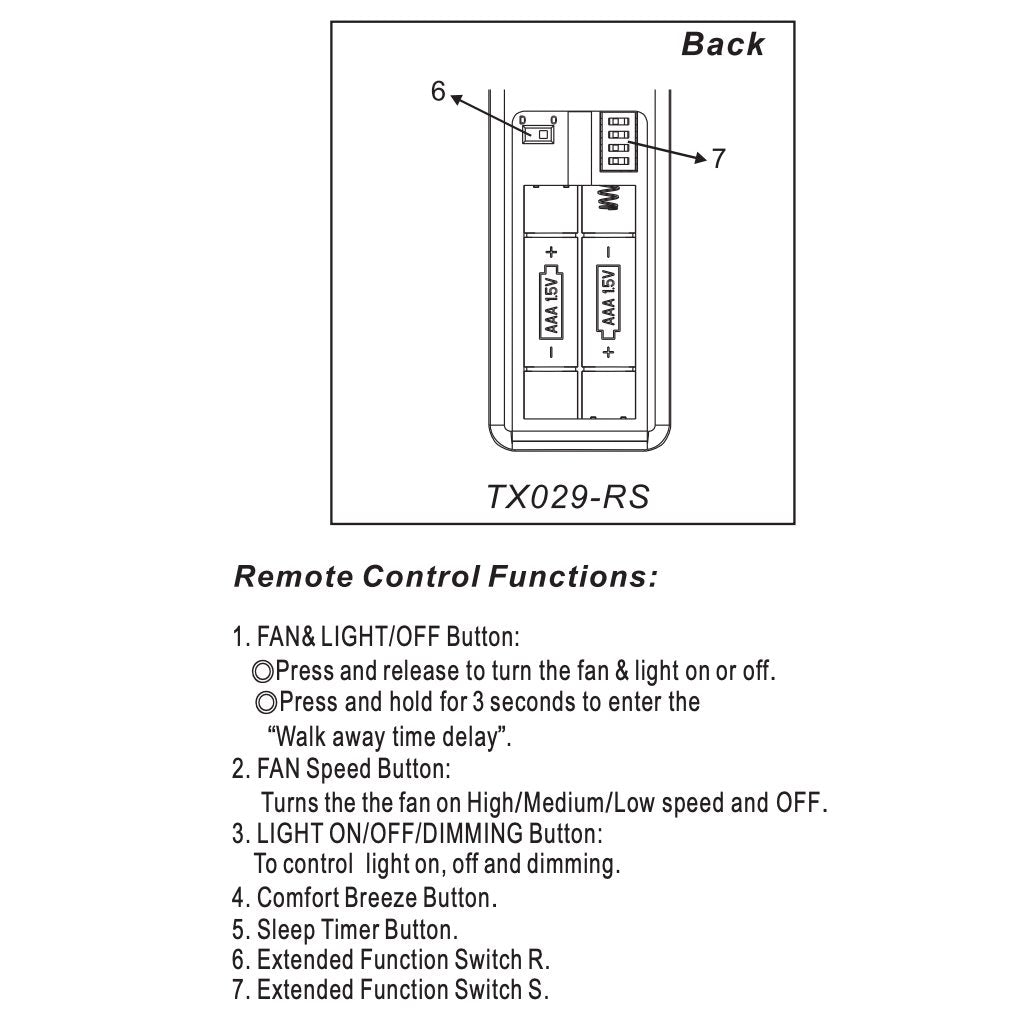 Substitute for Hampton Bay TX029RS Ceiling Fan Remote Control [63T-AC83T-KIT]