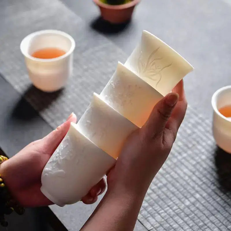 DecorBites™ Bone China Tea Cup Set | Cute Goat Fat Jade Ceramic Teacups & Mugs