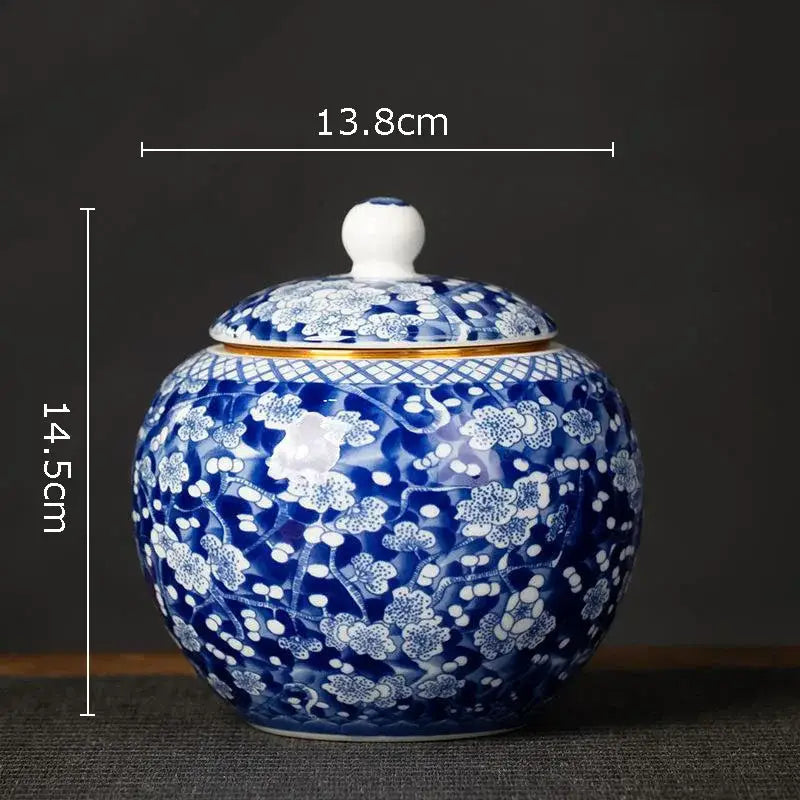Hand-painted floral white porcelain tea canister kitchen storage jar