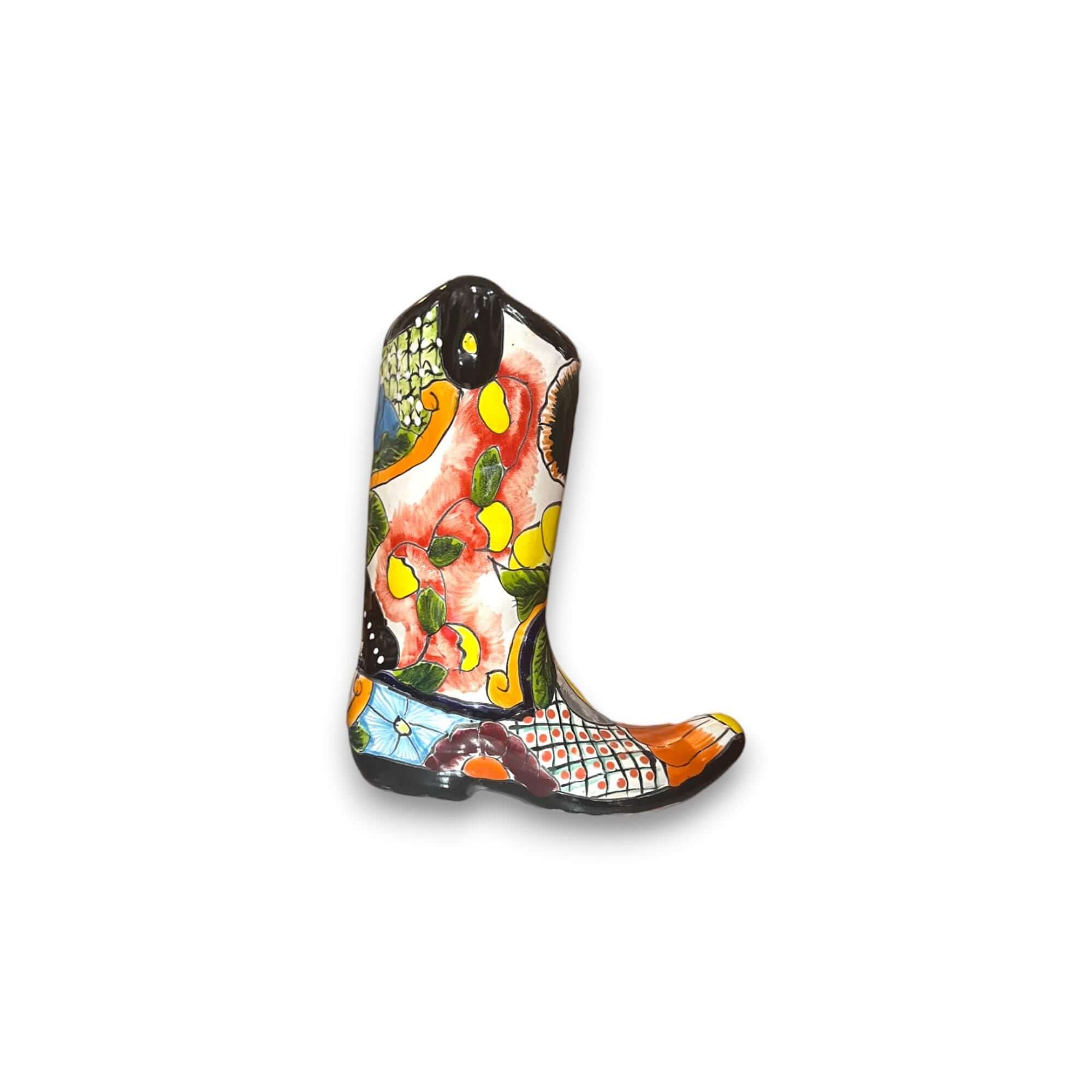 Talavera Boot Planter | Hand-Painted Mexican Flower Pot Art