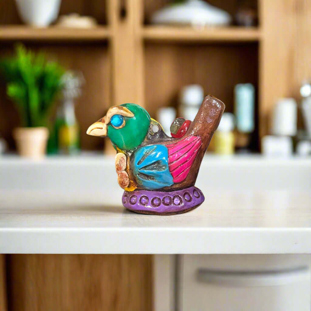 Small Aztec Bird Whistle | Handmade Cultural Ceramic Decor