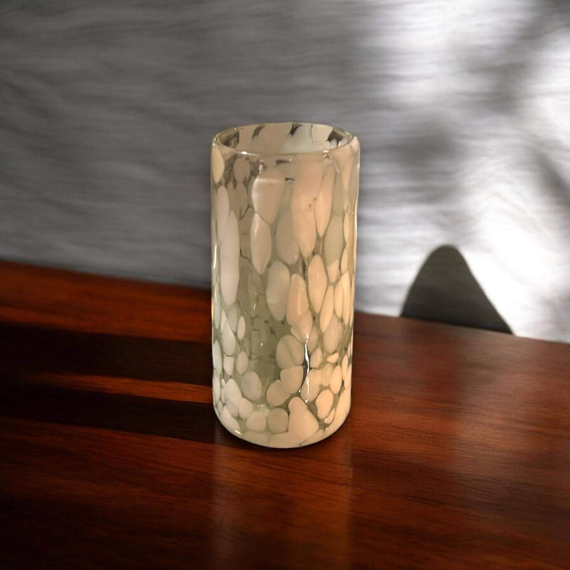 Handmade White Double Shot Glass | Mexican Artisanal Glassware